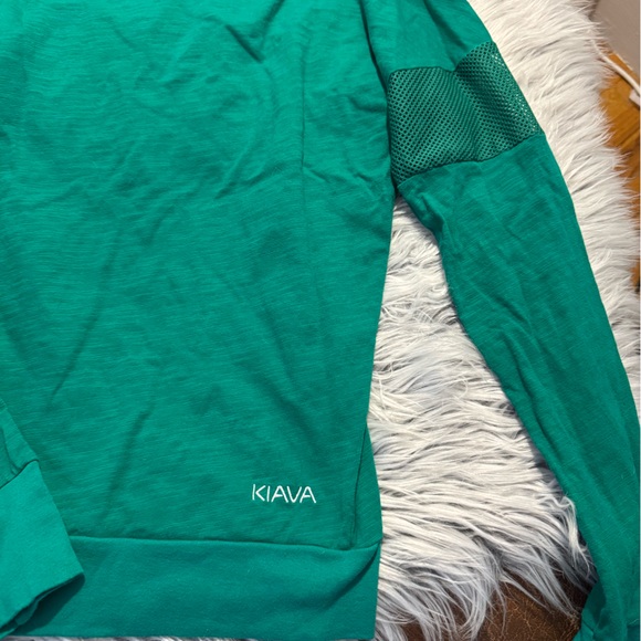 KIAVA Tops - KIAVA Teal Long Sleeve with Mesh Detail